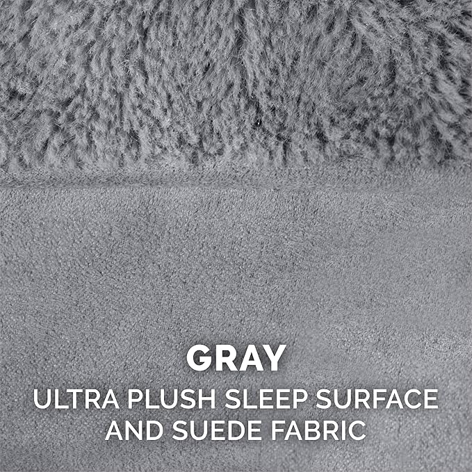 Furhaven Cooling Gel Dog Bed for Medium/Small Dogs w/ Removable Bolsters & Washable Cover, For Dogs Up to 35 lbs - Plush & Suede Sofa - Gray, Medium